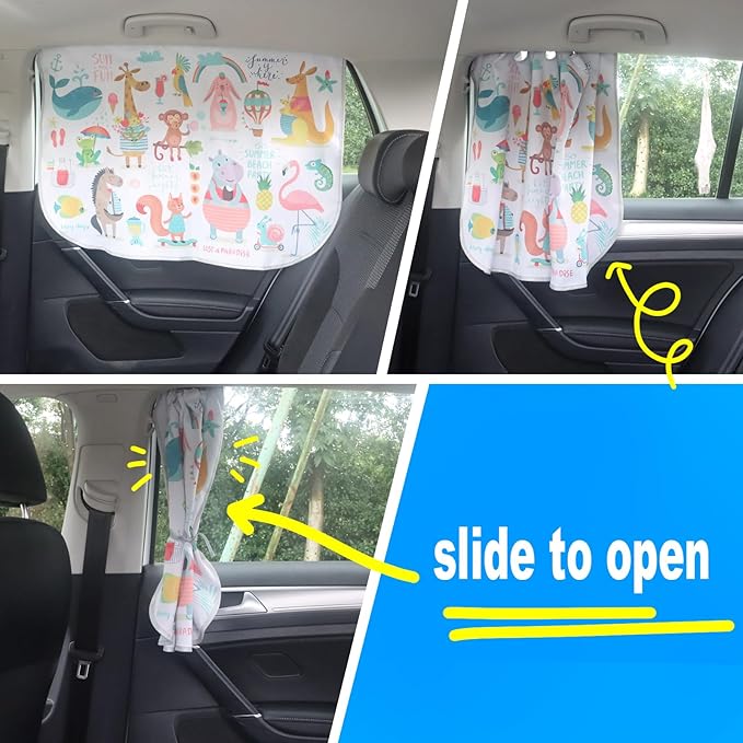 Car Window Shades for Side Windows Baby and Kids,Car Back Window Sun Shade Covers,Strong Magnetic Sunshades Curtains for Truck,27.5" x 19.5" (Animal Friends)