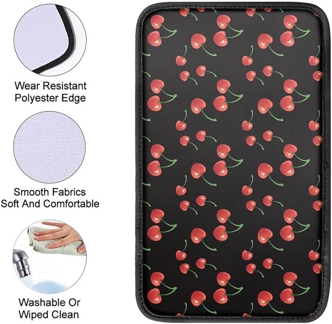 Cherry Auto Center Console Pad, Soft Car Center Console Covers Auto Armrest Seat Box Cover Protector for Most Vehicle SUV Truck