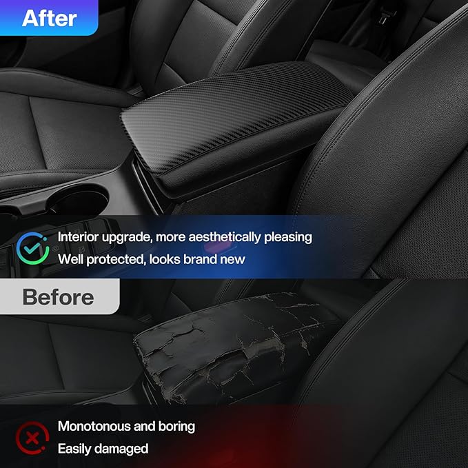 Autorder Center Console Cover for Nissan Sentra 2020 2021 2022 2023 2024 2025 Accessories Carbon Fiber Armrest Cover Anti-Scratch Middle Console Pad Leather Armrest Protector