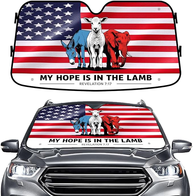 GENANY Faith in The Lamb Windshield Sun Shade for Car SUV Truck (55x30 Inches), Sun Shade Windshield, Shades for Windows, Protector Blocks UV, Car Decor