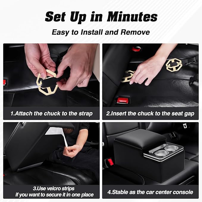 Upgraded Bench Seat Center Console with Extra Large Cup Holder & Phone Holder, Universal Car Armrest Storage Box Organizer for Truck & SUV & Van Automotive Central Console for Back Bench Seat