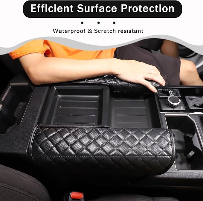 2PCS Center Console Armrest Cover for Toyot@ Tundra 2022-2025 /Sequoia 2023-2025 Accessories, Leather Front Seat Armrest Box Cushion Protector Waterproof Anti-Scratch (Left-Hand Drive)
