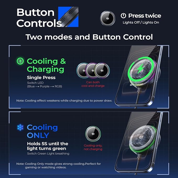 Qi2.2 Wireless Charger【25W Fast Charging+Instant Cooling】 Magnetic Charger Pad with Cooling Fan,LED Light Phone Holder Fast Charging Compatible with iphone17/16/15/14/13/12 Series