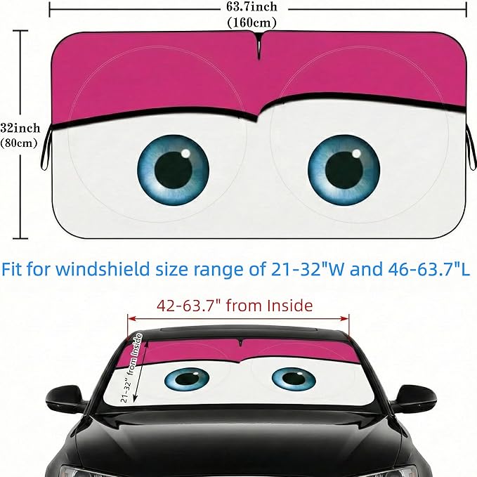 eygeufg Windshield Shade, Car Sun Shade for Front Windshield (Pink, Large)