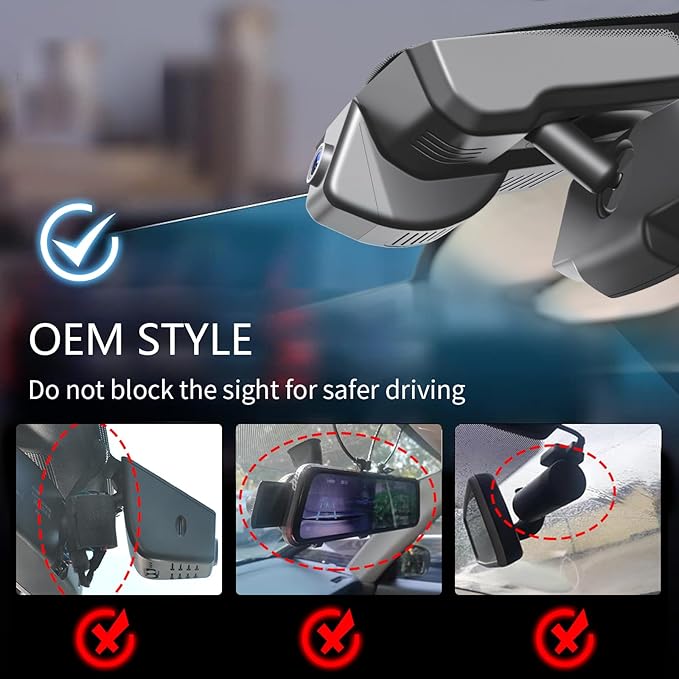 Mangoal 4K Dash Cam fit for GMC Sierra 1500 2014 2015 2016 2017 2018 2500 HD/3500 HD 2015-2019(Model D), with A Cover, if Not, You Can Buy Model E (with Auto-Dimming Rearview Mirror Plug)