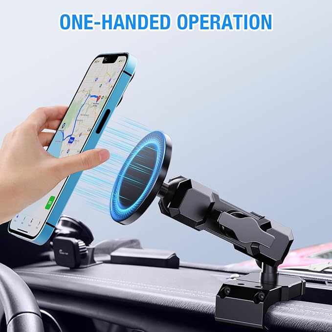 DIAMOOKY Upgraded Metal Phone Mount for Jeep Wrangler JL JLU 2018-2023 and Gladiator JT 2020 2021 2022 2023 Magnetic Phone Holder Dash Mount System Kit Dashboard Accessories Driver Side (Not for 4xe)