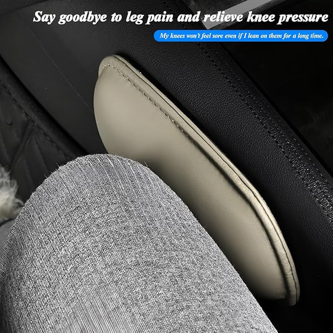 Mandark Car Knee Cushion Pad, Leather Memory Foam Vehicle Door Armrest Pillow for Leg Elbow, Comfort Auto Interior Center Console Thigh Support Mat Accessories, Universal for Most Cars (Beige)