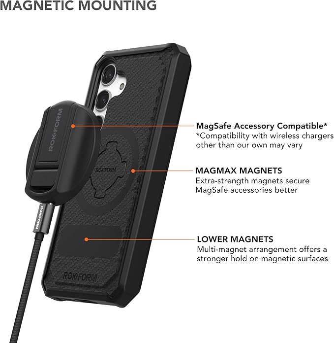 Rokform - Galaxy S24 Case, Rugged Series, Magnetic Case with Twist Lock, Drop Tested Armor (Black)