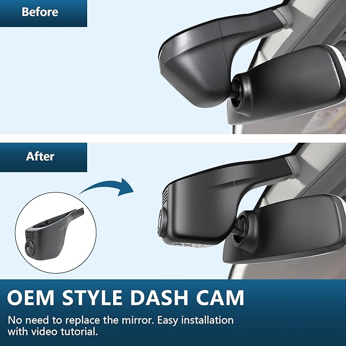 Front 4K & Rear 1080p Dash Cam Custom fit for Volkswagen Tiguan 2018-2024 Gen2 AD/BW (Model A Black), Integrated OEM Look, UHD 2160P Video, App & WiFi, Loop Recording, Easy to Install, GPS, 128GB Card