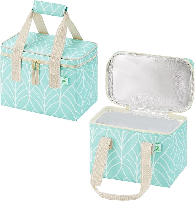 VENO 2 Pack Small Cooler Bag, Insulated Grocery Bags, Collapsible Cooler, Reusable Shopping Bags for Groceries, Water Resistant, Zippered, 2.5 Gallon (Evergreen, 2 Pack)