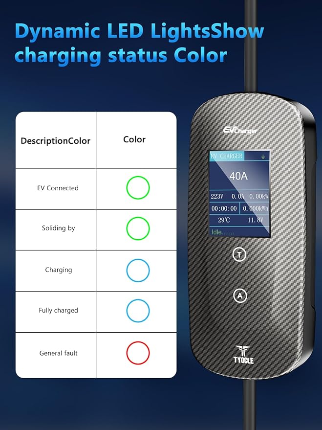 Level 2 EV Charger 40 Amp, 9.6kW Fast Portable Electric Vehicle Charging Stations Current/Timing Delay with NEMA 14-50P and 23FT J1772 Charger, 240V Home Electric Car Charger for BEVs & PHEVs