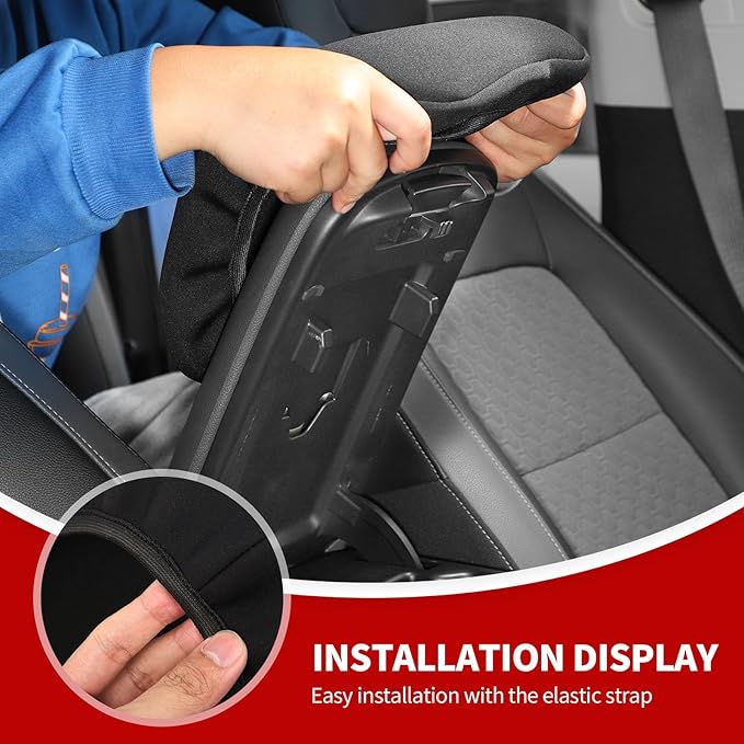 JeCar Armrest Pad Cover Neoprene Center Console Cushion Interior Accessories Compatible with Chevy Colorado & GMC Canyon 2014-2022, Black