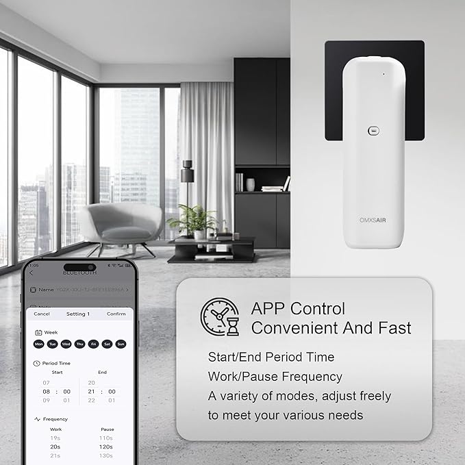 Waterless Wall Plug in Diffuser - Coverage 700 Sq.FT - Nanotechnology Plug in Scent Diffuser for Essential Oils- for Hotel and Home or Office - Smart Bluetooth APP Operation(White)