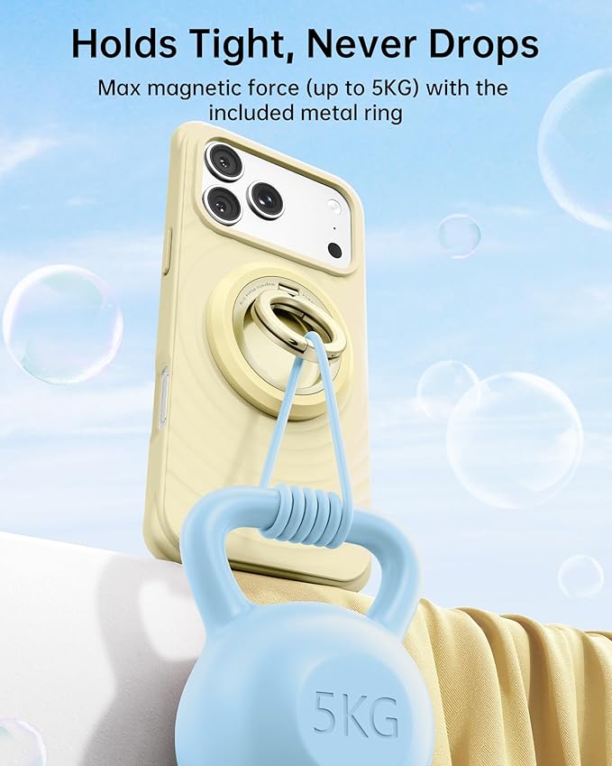 SYNCWIRE Magnetic Phone Ring Holder for MagSafe, 360° Rotation Dual Sided Magnet Grip Cell Phone Ring Stand Finger Kickstand Compatible with iPhone 17 16 15 14 13 12 Pro Max fits MagSafe