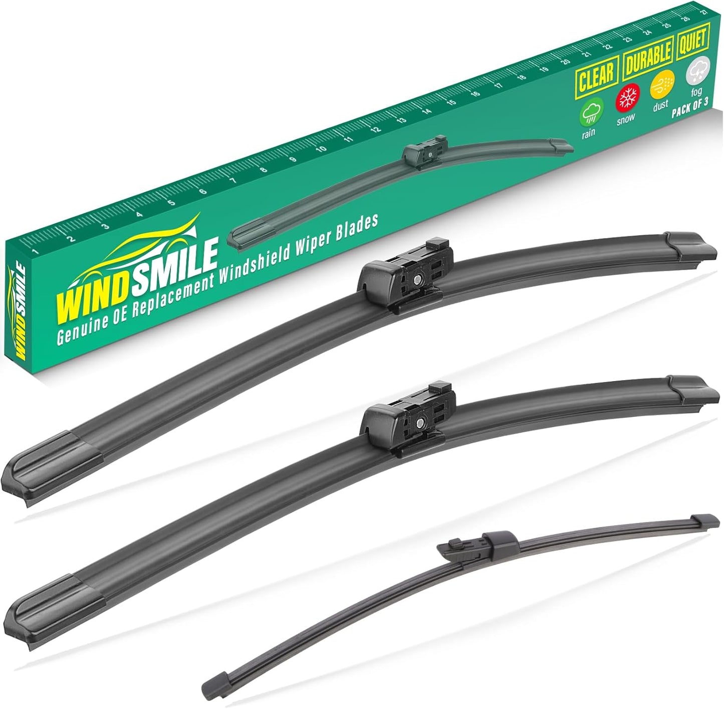 25" 22" 15" Windshield Wiper Blades Replacement for VW Volkswagen Tiguan 2018 2019 2020 2021 2022 2023 2024 2025 Premium All Weather Front Rear Wipers Set - OEM Quality (Pack of 3)