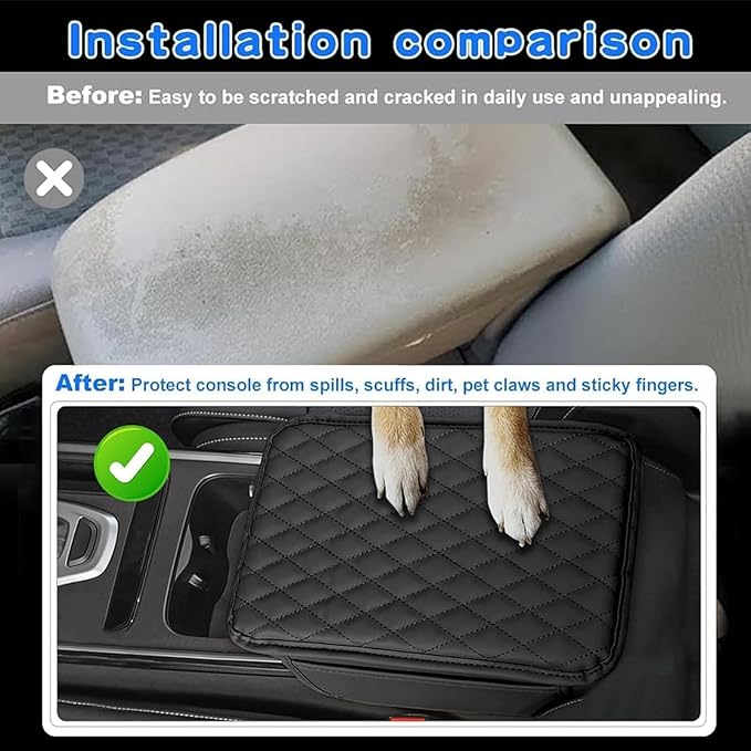 Car Armrest Cushion for Isuzu D-MAX MU-X 2015-2025, Center Console Covers Pad Leather Accessories, Arm Rest Protector Mat with Side Storage Bag for SUV/Sedan/Truck, C/Brown