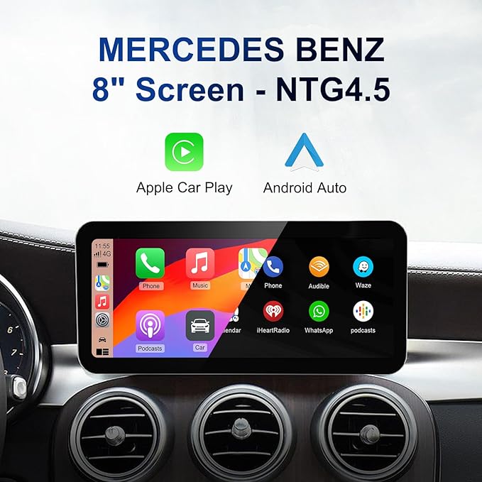CarPlay Android Auto Adapter Decoder Retrofit Kit Fits Mercedes Benz 2012-2015 A/B/C/E/CLA/GLK/ML/SLD Class with NTG 4.5/4.7 System, Supports Wireless CPAA/Mirror Link/Camera/USB Drive/NAV