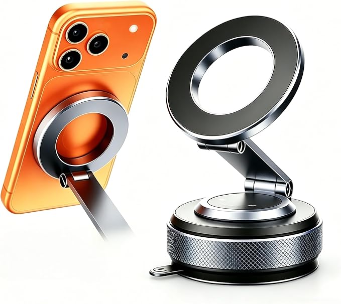 Car Phone Holder, iPhone 17 Pro Max Car Mount [All Metal] Premium Aluminum Car iPhone Holder [80 LBS Suction & 3600gf Magnetic] 360° Adjustable Car Phone Holders for iPhone 17-12