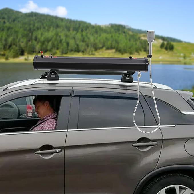 Pressurized Water Tank for Camping Shower,Portable Camping Showerhead Handheld with Storage Bag, Roof Rack Shower for Hiking, Car wash, Pet Cleaning, Beach Vacations