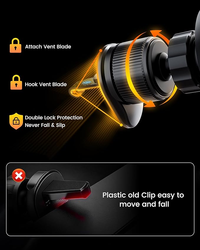 for MagSafe Car Mount Charger, 15W Fast Wireless Cars Charger with Retractable Charging Cable, Magnetic Car Phone Holder for iPhone 17/16/15/14/13/12 Series (Plus & Mini) (Black)