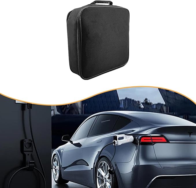 EV Charging Cable Storage Bag Electric Vehicle Charging Cable Organizer Portable Carrying Case for Adapters Multipurpose, Square