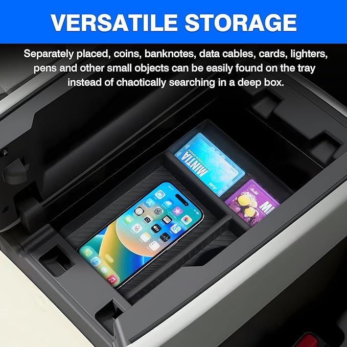 Autorder Center Console Organizer for 2024-2026 Mazda CX-90 CX90 CX-70 CX70 Accessories Armrest Storage Box Secondary Insert Tray with Anti-Slip Mat