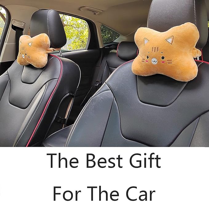 Sexysamba Car Headrest Pillow,Cartoon Neck Pillow for Car,Comfortable Soft Car Seat Pillow for Driving,Head Rest Cushion,Cute Neck Pillow for Travelling and Home 2Pcs (Tiger)