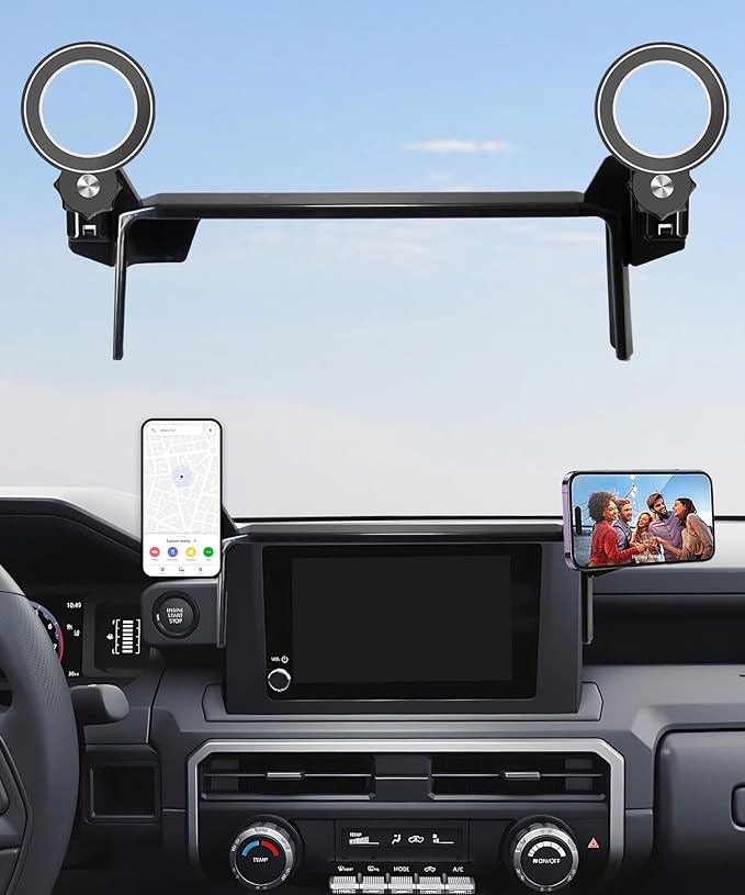 Car Phone Holder for Toyota Tacoma 2024 2025 2026 Accessories Apply to 8 Inch Touch Screen Fixed Clip MagSafe Passenger Cell Phone Mount Handsfree 360° Rotation