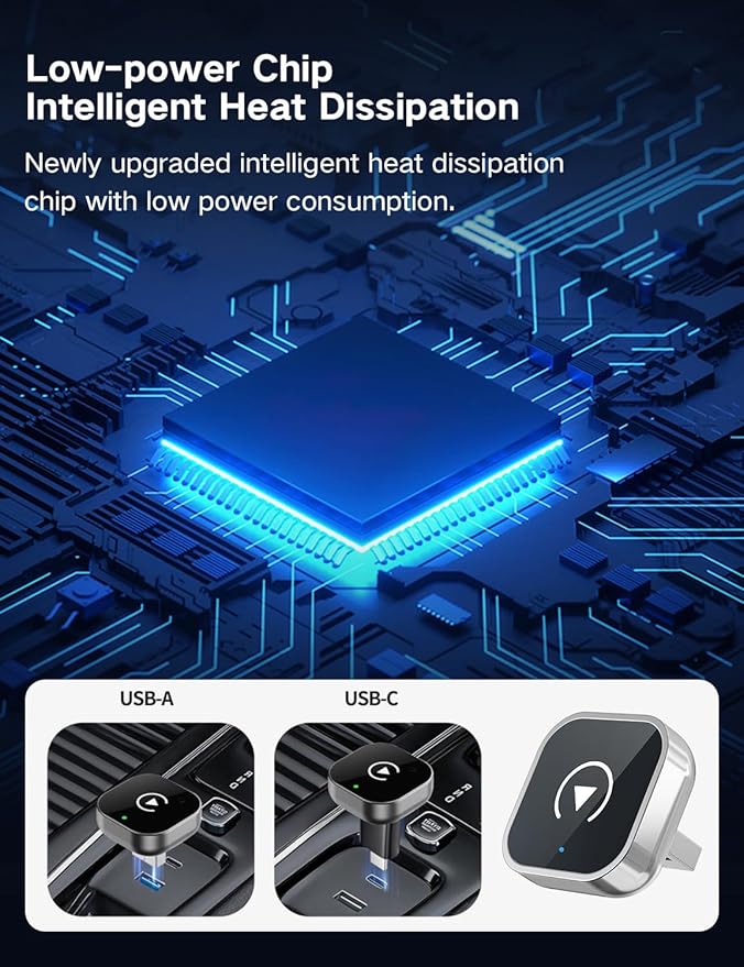 Kairiyard Wireless CarPlay Adapter for iPhone and Android Auto, 2-in-1 Convert Wired to Wireless Car Play Adapter, Plug and Play, No Latency, Fast and Stable Auto Connect, with USB/USB-C