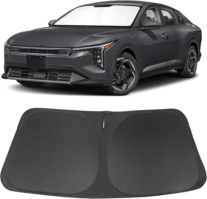 Windshield Sun Shade Custom Fit for 2025 2026 Kia K4 Accessories Foldable Sunshade Sun Blocker Protect Car from Sun Rays & Heat Damage Keep Car Cooler