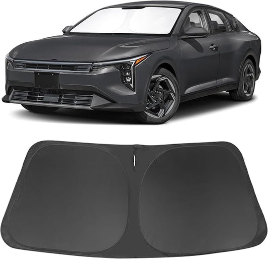 Windshield Sun Shade Custom Fit for 2025 2026 Kia K4 Accessories Foldable Sunshade Sun Blocker Protect Car from Sun Rays & Heat Damage Keep Car Cooler