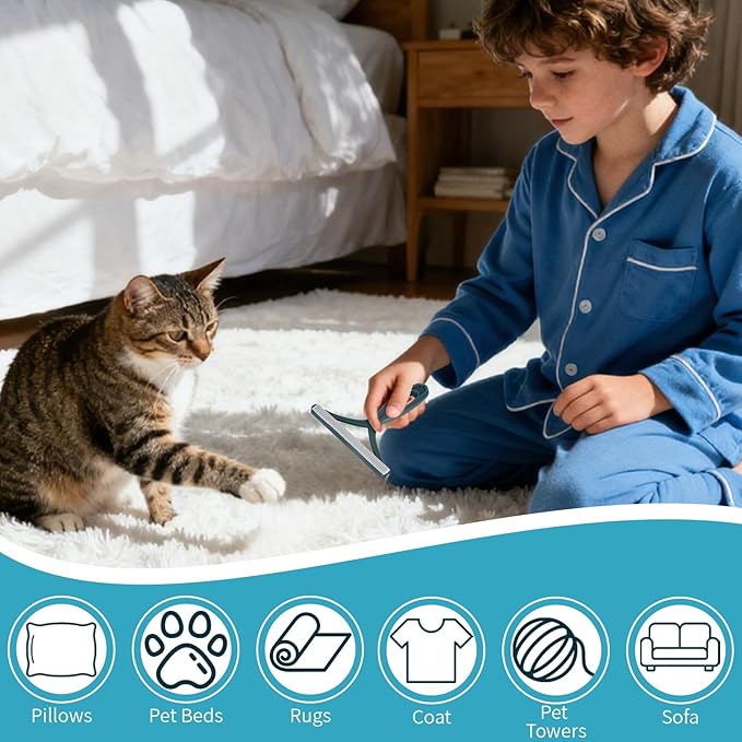 Pet Hair Remover Special Cat and Dog Hair Remover Multi Fabric Edge and Carpet Rake Scraper Dog Hair Remover for Rugs, Couch and Pet Towers(Silicone and ABS)