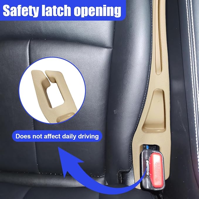 2PCS Car Seat Gap Filler Organizer, Car Center Console Side Plug with Storage Slot Prevent Falling, Multifunctional Vehicle Interior Phone Holder Accessories for Cars, Trucks, SUVs (Beige)
