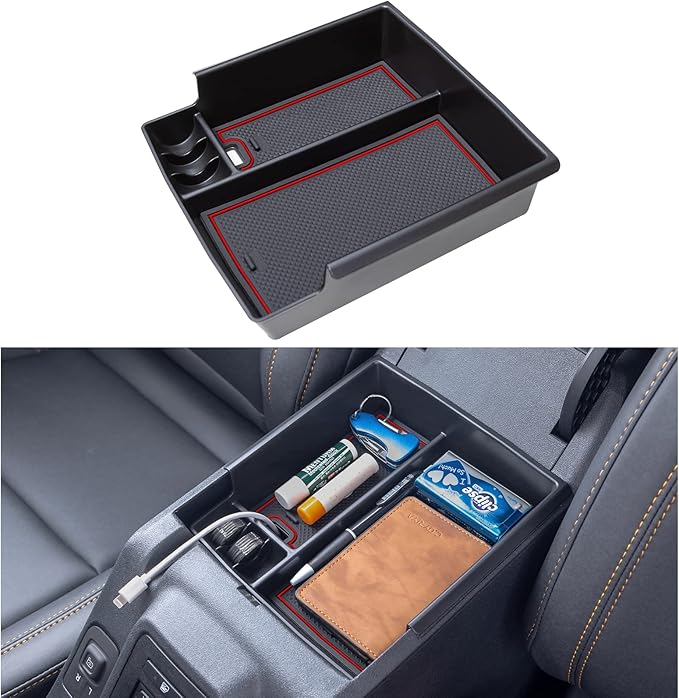TOPINSTALL New Red Tray Compatible with 2021-2024 Ford Bronco & 2025+ Bronco 2-Door & 2025+ 4-Door Manual Transmission, Full Size Bronco Organizer (Not for Sport Model & 25 4 Doors AT)