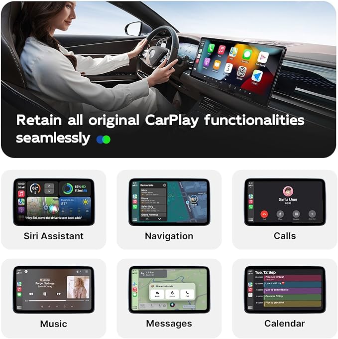 Wireless CarPlay Adapter for Apple iPhone (2025 Upgraded) - Multi-User Seamless Connection for Convert Wired to Wireless Car Play Adapter - No Latency from iOS 10+ to Screen w/USB C (Blue)