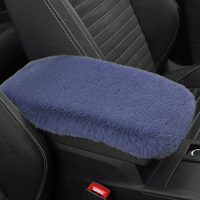 Fluffy Furry Armrest Cover for Car, Auto Center Console Cover Pad Car Soft Console Pad Wool Fur Armrest Seat Box Cover Protector Universal Fit for Most Vehicle, SUV (Gray)