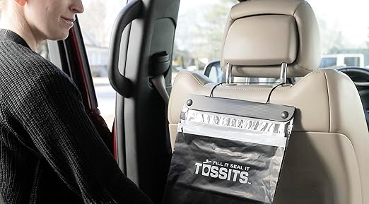 Tossits Recycled Disposable Car Trash Bags – Leakproof, Smell Proof Hanging Garbage Bags for Car, Truck, SUV, RV & Vehicle – Black, 21 Count Disposable Automotive Trash Bags