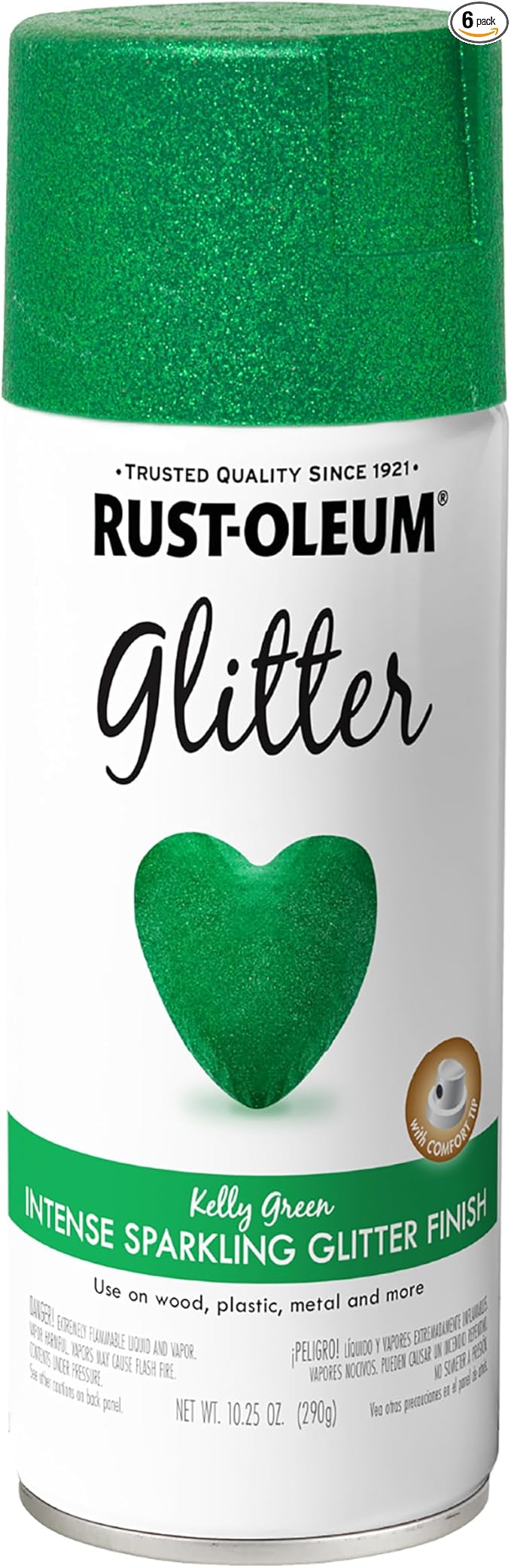 Rust-Oleum 277781 Specialty Glitter Spray Paint, 10.25 Oz, Kelly Green