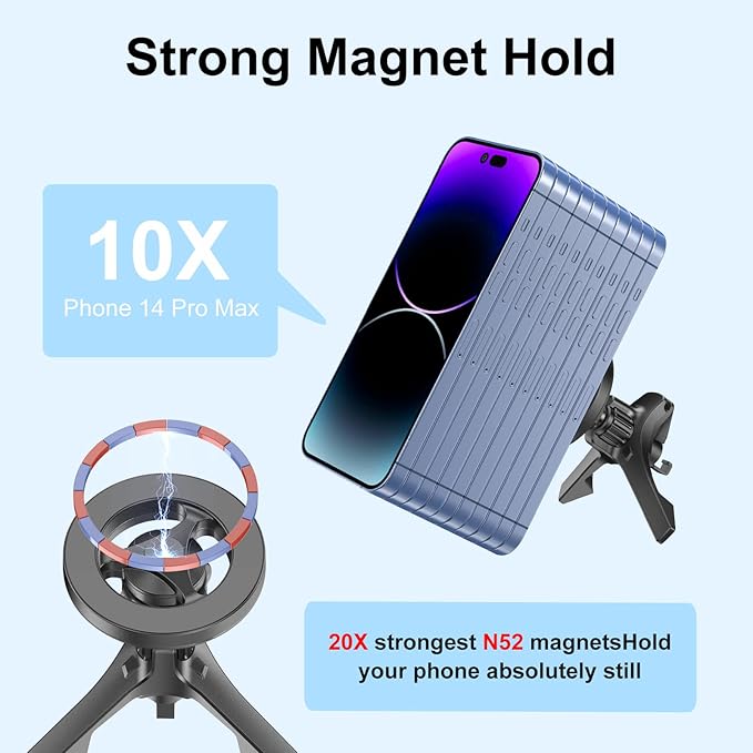 Magsafe Car Mount - 20 Super Magnets, Universal Magnetic Phone Holder for iPhone 12-16 Series & MagSafe Cases