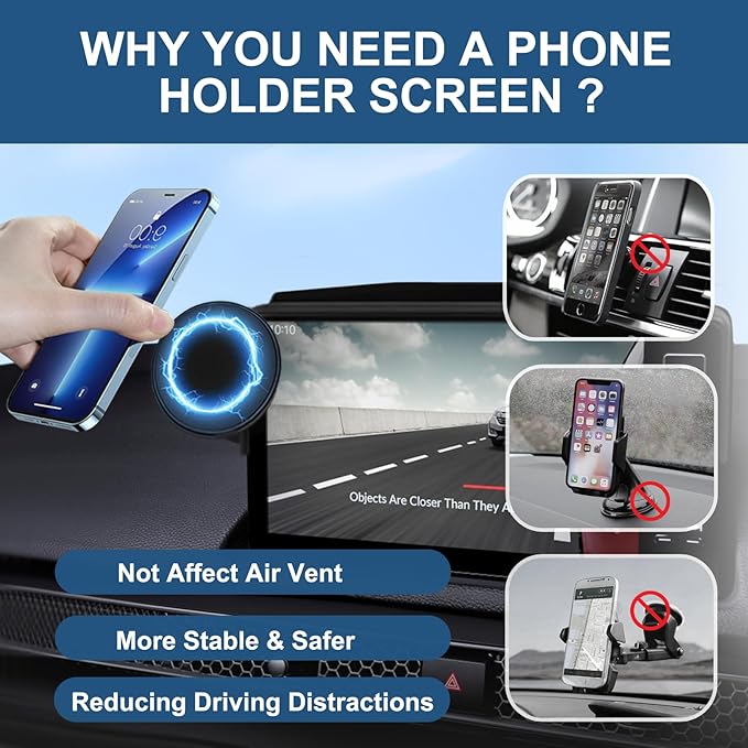 Car Phone Holder for 2022-2025 Honda Civic Accessories 7/9-inch Screen Fixed Clip, Magnet Cell Phone Mount Compatible with MagSafe, Hand-Free 360° Rotation Phone Automobile Cradles Not Affect Air Vent
