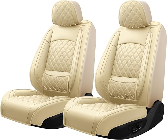 Fit for Santa Cruz Seat Covers Compatible with Hyundai Santa Cruz 2022-2026 - Waterproof Breathable Leather Automotive Seat Cushions Protector,Airbag Compatible,Only 2 front seat covers(Beige)