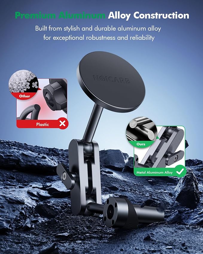 Magnetic Phone Mount for Tesla Model Y and Model 3 (2017-2023), Passenger's Side Door Bracket, 360° Rotation, Foldable, Compatible with iPhone 15/14/13/12 and All Phones
