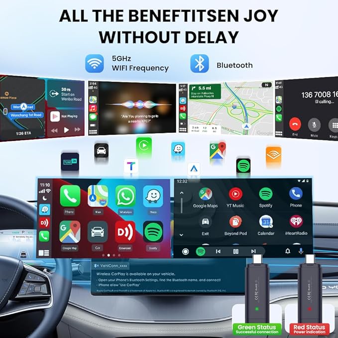 Carlinkit Mini SE Pro Wireless CarPlay Adapter, Wired to Wireless Converter for OEM Factory Wired CarPlay/Android Auto Cars, 5GHz WiFi Fast Connect with USB C/A Dual Port