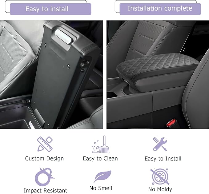 Center Console Cover Compatible with 2024 2025 2026 Hyundai Santa Fe Accessories Santa Fe Armrest Cover 2025 2026 Santa Fe SE/SEL/XRT/Limited/Calligraphy Armrest Console Cover Soft Leather (Black)