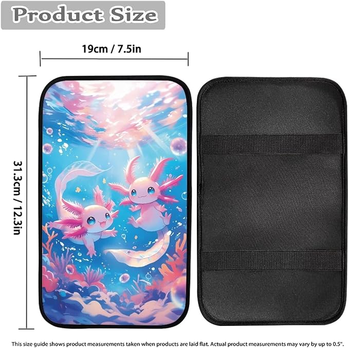 Automotive Center Console Axolotl Armrest Cover, Universal Armrest Box Protector with Elastic Bands,Car Interior Decor,Easy to Install