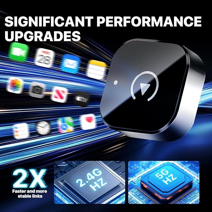 Wireless to Wired car CarPlay Adapter, Fast and Automatic Connection, Compact Design, Plug and Play Function