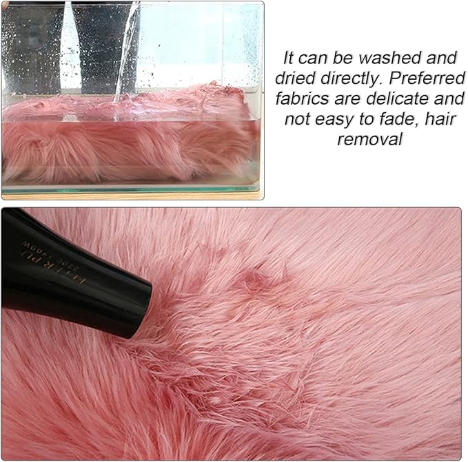 Center Console Cushion Pad/Cover, 11.4"x7.4" Furry Armrest Cover for Cars, Vehicles, SUVs, Premium Sheepskin Wool, Car Interior Accessories for Women(Pink)
