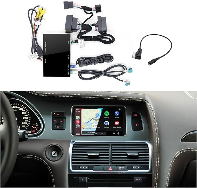 Wireless CarPlay + Android Auto + Mirroring Retrofit Decoder Box Kit, Compatible with Audi A6 A7 2009-2011 Q7 2010-2015 with C6 Embedded Screen & MMI 3G High / 3G+ Models