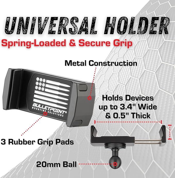 Bulletpoint RubiGrid Metal Dash Mount Phone Holder Compatible with 2022+ Toyota Tundra & 2023+ Toyota Sequoia (Spring-Loaded)