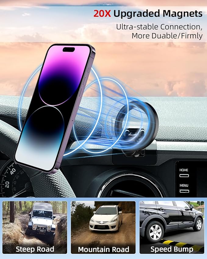 PZK Car Phone Holder for Toyota Tacoma 2016 2017 2018-2022 2023 Accessories Custom Air Vent Compatible with Magsafe Car Phone Mount Hands Free 360° Rotation Cell Phone Automobile Cradles